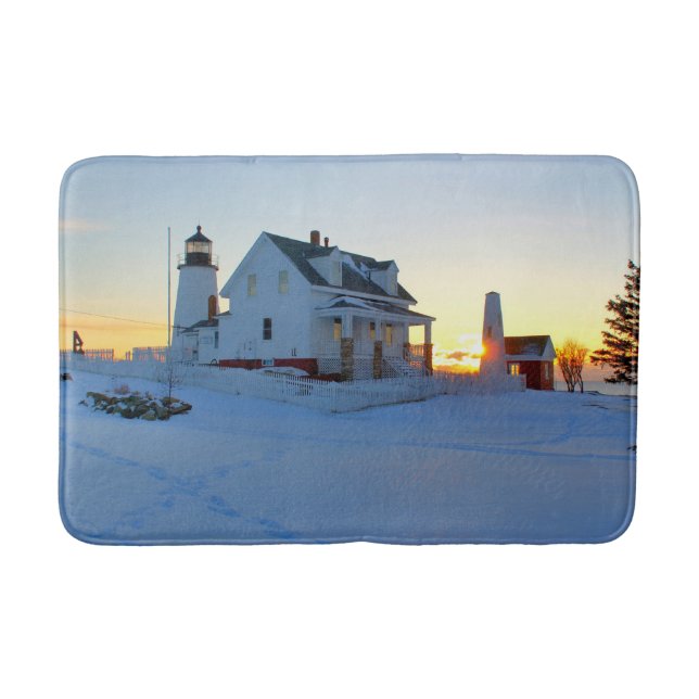 Sonnenaufgang im Leuchtturm von Pemaquid Point, Ma Badematte (Vorderseite)