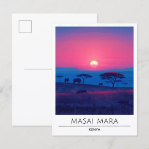 Sonnenaufgang im Masai Mara Kenia Reise Postkarte