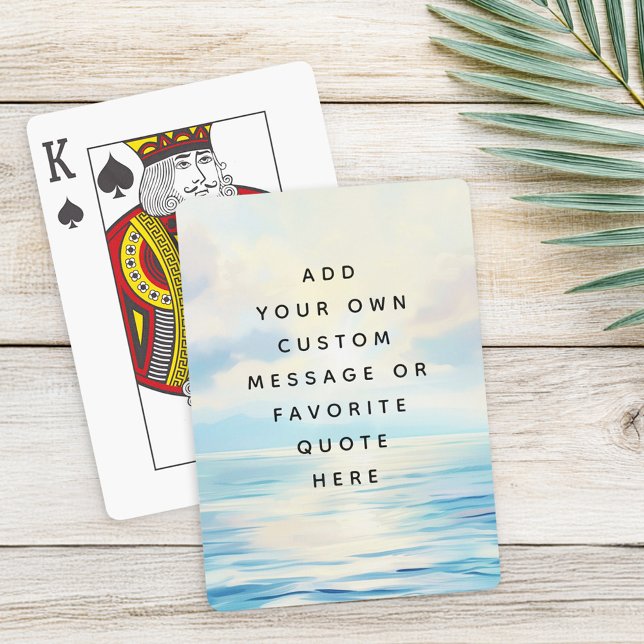 Sonnenaufgang im Meer in ruhiger See - Sonderbotsc Spielkarten (Calm seas ocean sunrise painting custom message poker cards)
