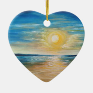 Sonnenaufgang im Meer Sonnenuntergang strahlende S Keramik Ornament