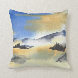 Sonnenaufgang in der blauen und gelben Landschaft. Kissen