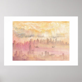 Sonnenaufgang in der Großstadt Poster