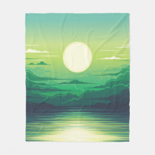 Sonnenaufgang in der Meeresillustration Bekleidung Fleecedecke