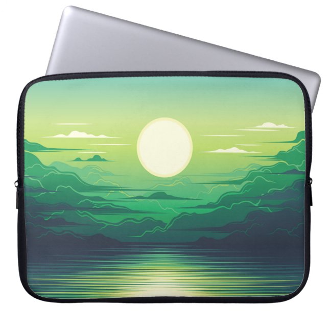 Sonnenaufgang in der Seemaschine, Kleidung, Kunst, Laptopschutzhülle (Vorderseite)