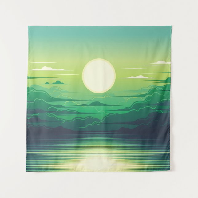 Sonnenaufgang in der Seemaschine, Kleidung, Kunst, Wandteppich (Vorderseite)