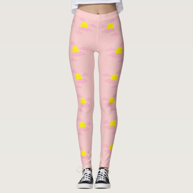Sonnenaufgang in Hazy, rosa Himmel II Leggings (Vorderseite)