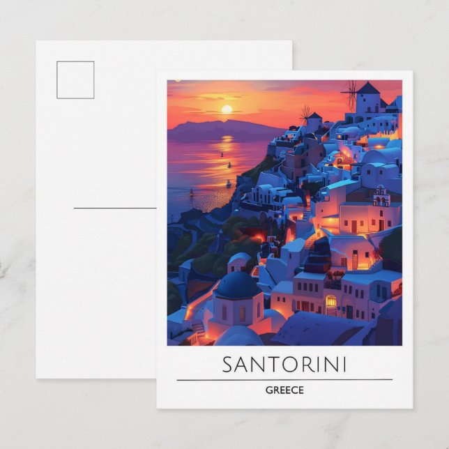 Sonnenaufgang in Santorini Griechenland Reisen Postkarte (Vorne/Hinten)