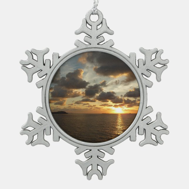 Sonnenaufgang in St. Thomas I. US-Jungfrau Schneeflocken Zinn-Ornament (Vorderseite)