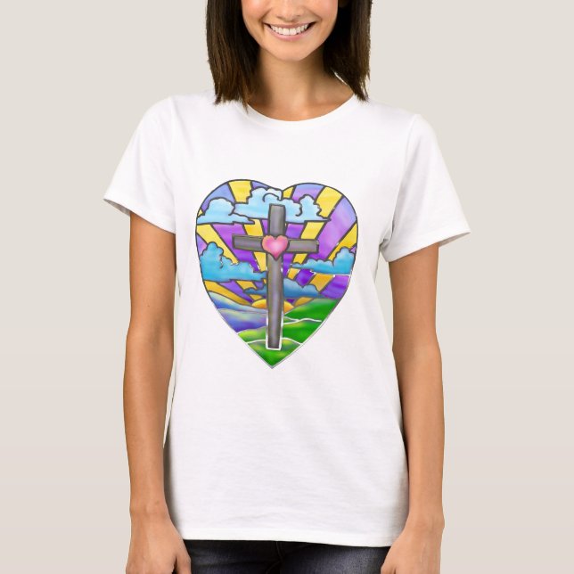 Sonnenaufgang Katholische Volkskunst Ostern T-Shirt (Vorderseite)