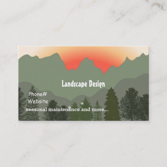 Sonnenaufgang Landschaftsgestaltung Visitenkarte (Vorderseite)