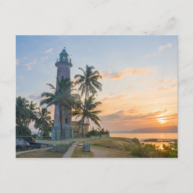 Sonnenaufgang, Leuchtturm Galle Postkarte (Vorderseite)