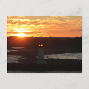 Sonnenaufgang, Leuchtturm im Hafen von Halifax, Fo Postkarte