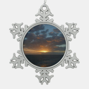Sonnenaufgang Meer II Meer Seascape Schneeflocken Zinn-Ornament