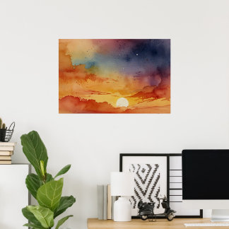 Sonnenaufgang Minimalistische Wandkunst Druck Poster