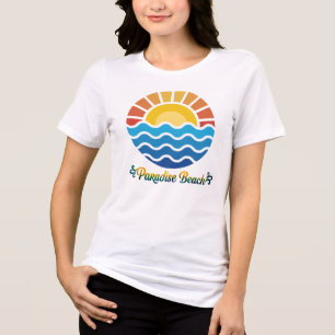 Sonnenaufgang mit Meereswellen rund um den blauen Tri-Blend Shirt