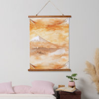 Sonnenaufgang Mount Fuji Aquarell Orange Landschaf
