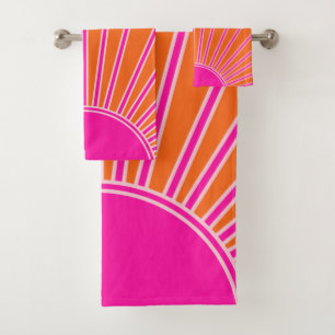 Sonnenaufgang Orange und Hot Pink Preppy Sunshine Badhandtuch Set