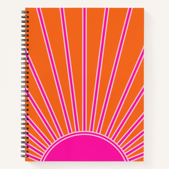Sonnenaufgang Orange und Hot Pink Preppy Sunshine Notizbuch (Vorderseite)