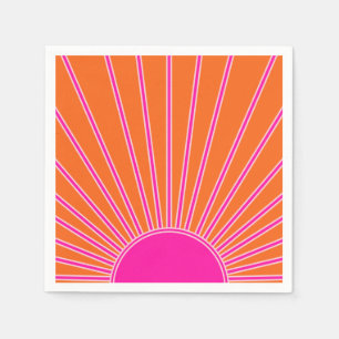 Sonnenaufgang Orange und Hot Pink Preppy Sunshine Serviette