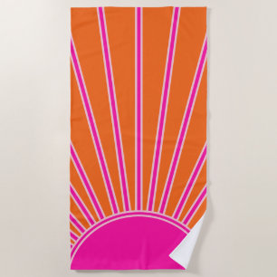 Sonnenaufgang Orange und Hot Pink Preppy Sunshine Strandtuch