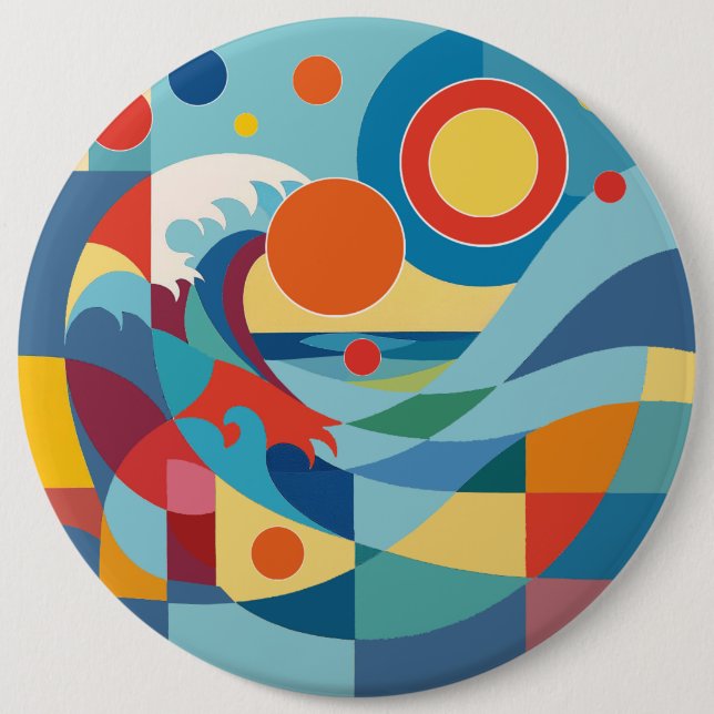 Sonnenaufgang Ozeanwelle Button (Vorderseite)