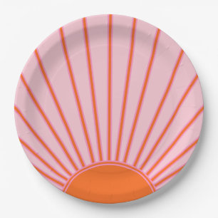 Sonnenaufgang Pastell Rosa und Orange Sonnenschein Pappteller