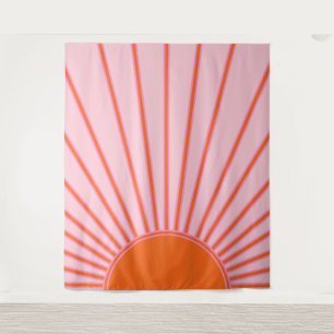 Sonnenaufgang Pastell Rosa und Orange Sonnenschein Wandteppich
