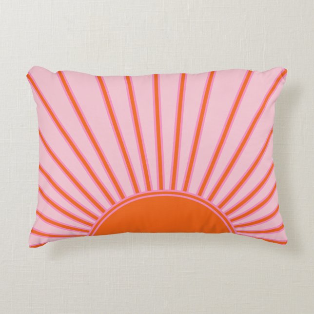 Sonnenaufgang Pastellrosa und orange Sonnenschein Dekokissen (Vorderseite)