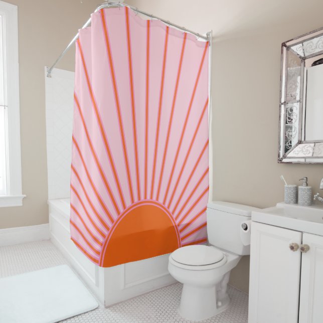 Sonnenaufgang Pastellrosa und orange Sonnenschein Duschvorhang (Beispiel)