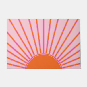 Sonnenaufgang Pastellrosa und orange Sonnenschein Fußmatte