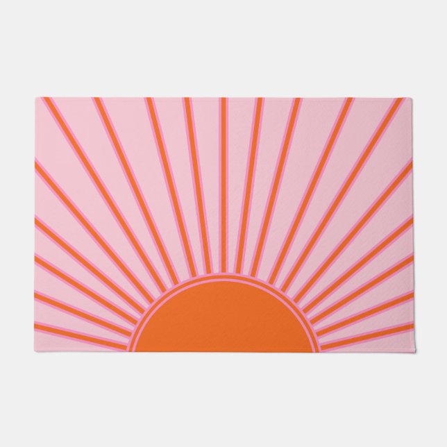 Sonnenaufgang Pastellrosa und orange Sonnenschein Fußmatte (Vorderseite)