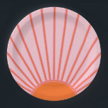Sonnenaufgang Pastellrosa und orange Sonnenschein Pappteller<br><div class="desc">Sun Print - rosa und orange - Sunshine,  Moderner Abstrakt geometrischer Sonnenaufgang.</div>
