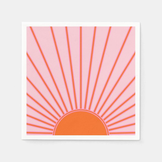 Sonnenaufgang Pastellrosa und orange Sonnenschein Serviette (Vorderseite)