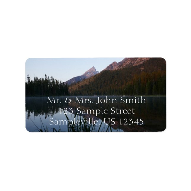 Sonnenaufgang Reflektion am String Lake I Adressaufkleber (Vorne)