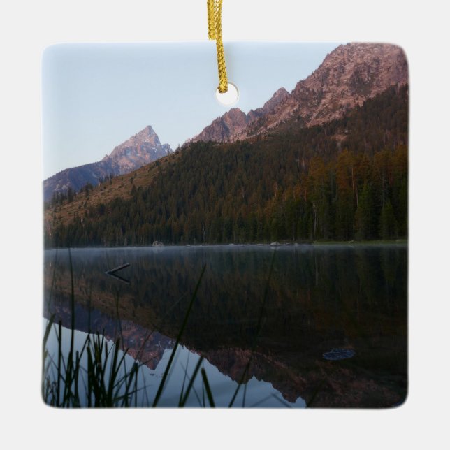 Sonnenaufgang Reflektion am String Lake I Keramikornament (Vorderseite)