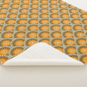 Sonnenaufgang Retro-Blume - Orange & braun Sherpadecke