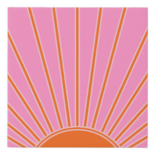 Sonnenaufgang rosa und orange Vintage Boho Sonnens Künstlicher Leinwanddruck