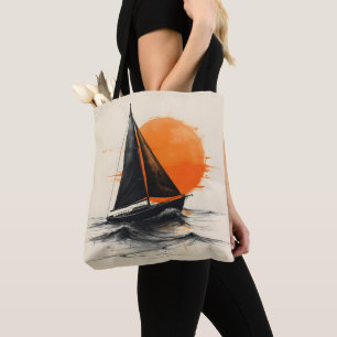 Sonnenaufgang Sailboat Silhouette Sketch Tasche