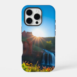 Sonnenaufgang Sandstein Wasserfall Landschaft iPhone 16 Pro Hülle