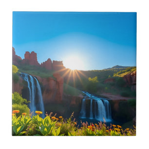 Sonnenaufgang Sandstone Wasserfall Landschaft Fliese