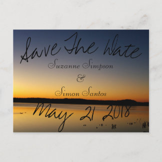Sonnenaufgang Save the Date am See Ankündigungspostkarte