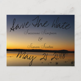 Sonnenaufgang Save the Date am See Ankündigungspostkarte