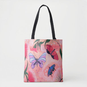Sonnenaufgang Schmetterlinge Aborigine-Kunst Tasche