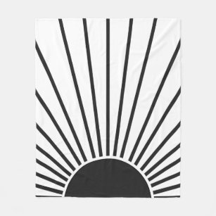 Sonnenaufgang Schwarz-Weiß-Abstrakte Sonnenschein Fleecedecke