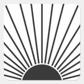 Sonnenaufgang Schwarz-Weiß-Abstrakte Sonnenschein Quadratischer Aufkleber