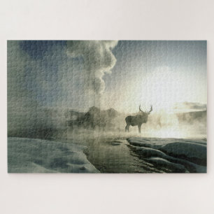 Sonnenaufgang Silhouette Elk am Burg Geyser