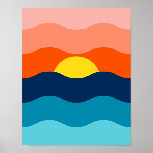 Sonnenaufgang/Sonnenuntergang über dem Wasser Poster (Vorne)