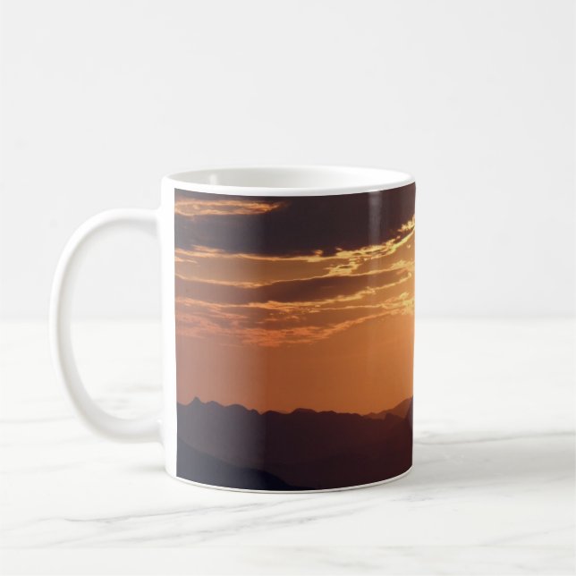 Sonnenaufgang/Sonnenuntergang über den Bergen Kaff Kaffeetasse (Links)