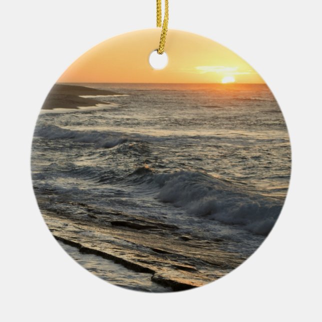 Sonnenaufgang-Sonnenuntergang-Weihnachtsverzierung Keramik Ornament (Vorne)