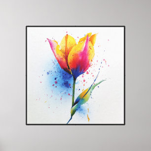 Sonnenaufgang Tulpen-Tanz Aquarell Abstrakte Kunst Leinwanddruck
